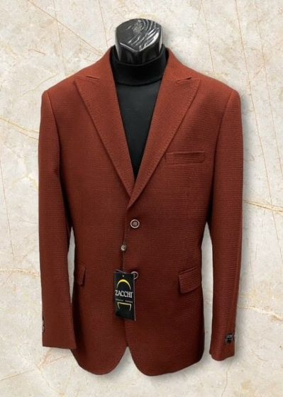 Men’s Rustic Brown Textured Blazer with Notched Lapel, Formal Dress Jacket for Weddings, Parties, Business Look