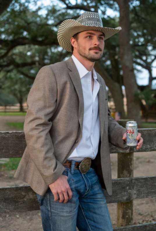 Men’s Dark Tan Taupe Light Brown Western Cowboy Blazer – Classic Country Style Jacket for Wedding, Casual Country Jacket Textured