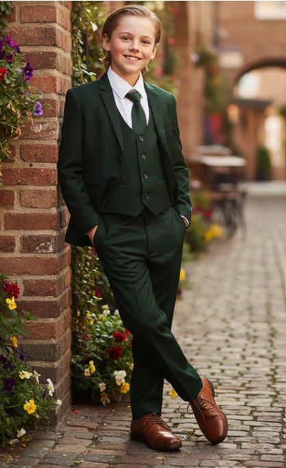Dad & Son Matching Dark Green 3-Piece Suits ā Father and Son Wedding Formal Suits