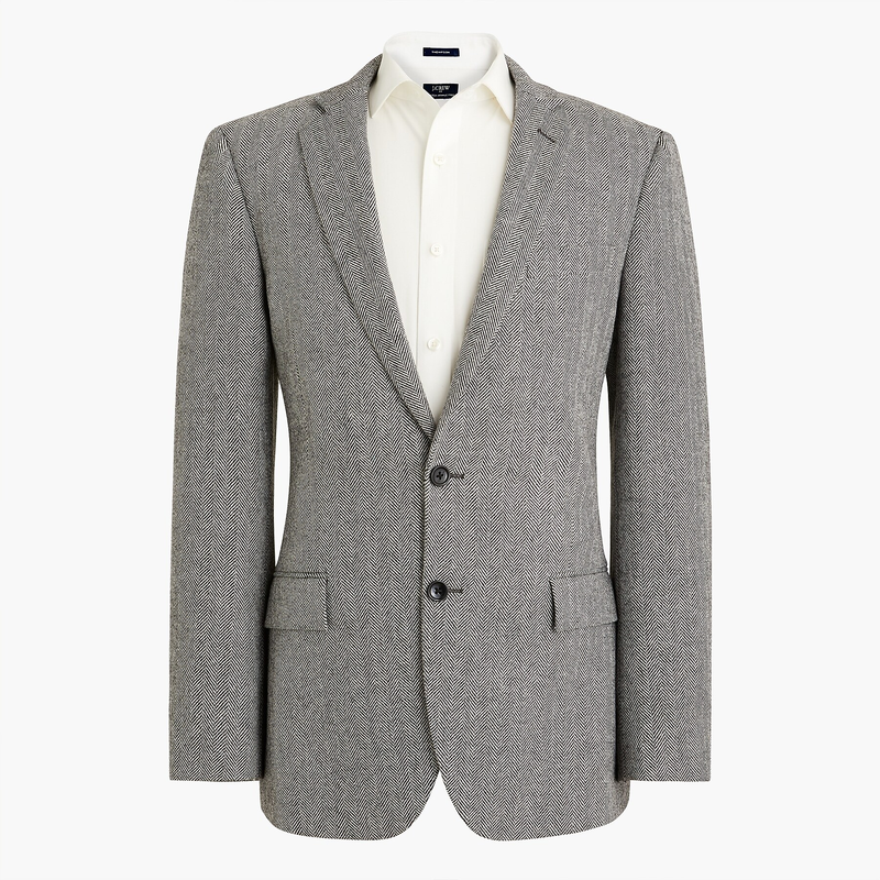 Men’s Light Grey & Black Herringbone Western Blazer – Cowboy Sport Coat Jacket