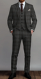 Men's Thomas Shelby Dark Grey Plaid 3-Piece Suit – Peaky Blinders 1920s Vintage Tweed-Style Wedding Suit with Matching Vest & Pants