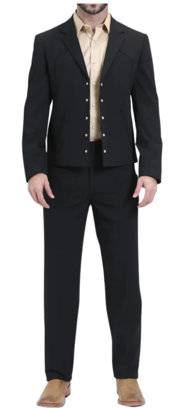 Mens Black Western Blazer Set – Cowboy Style Formal Jacket and Pants Outfit Country Western Suit