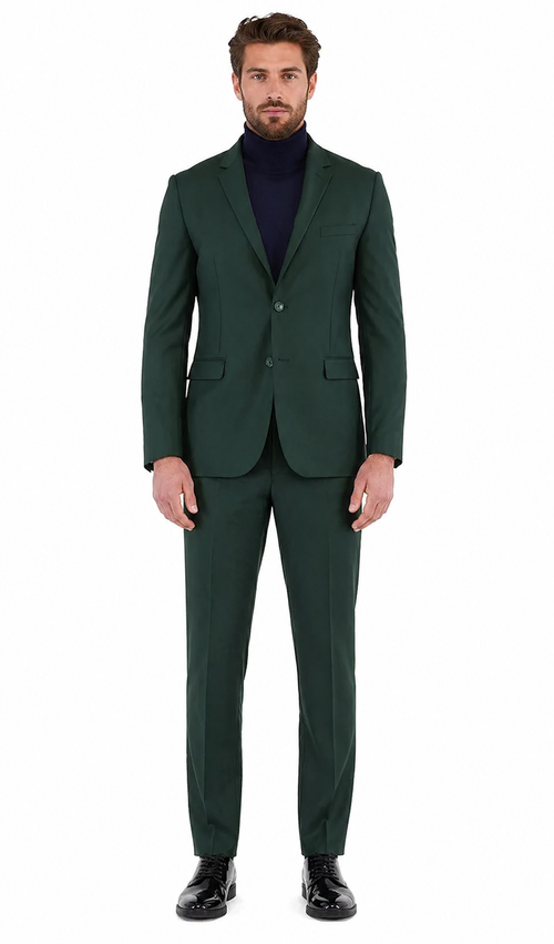 Oslo Hunter Green Slim Fit Notch Lapel 2 Piece Suit