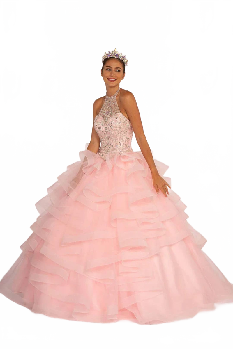 Jeweled Halter Ball Gown by Elizabeth KGL2512