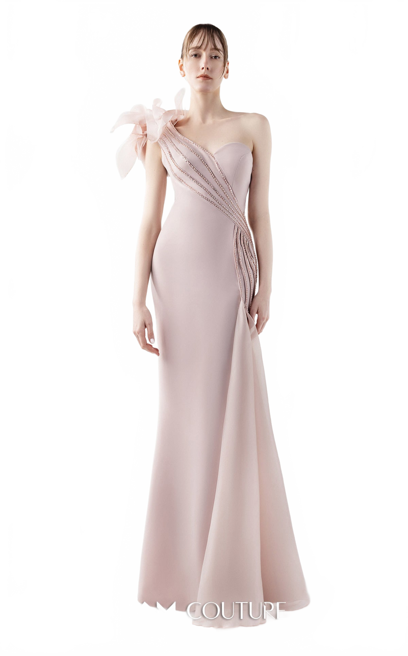 Gaby Charbachy G2026 One-Shoulder Open Back Couture Gown in Pink