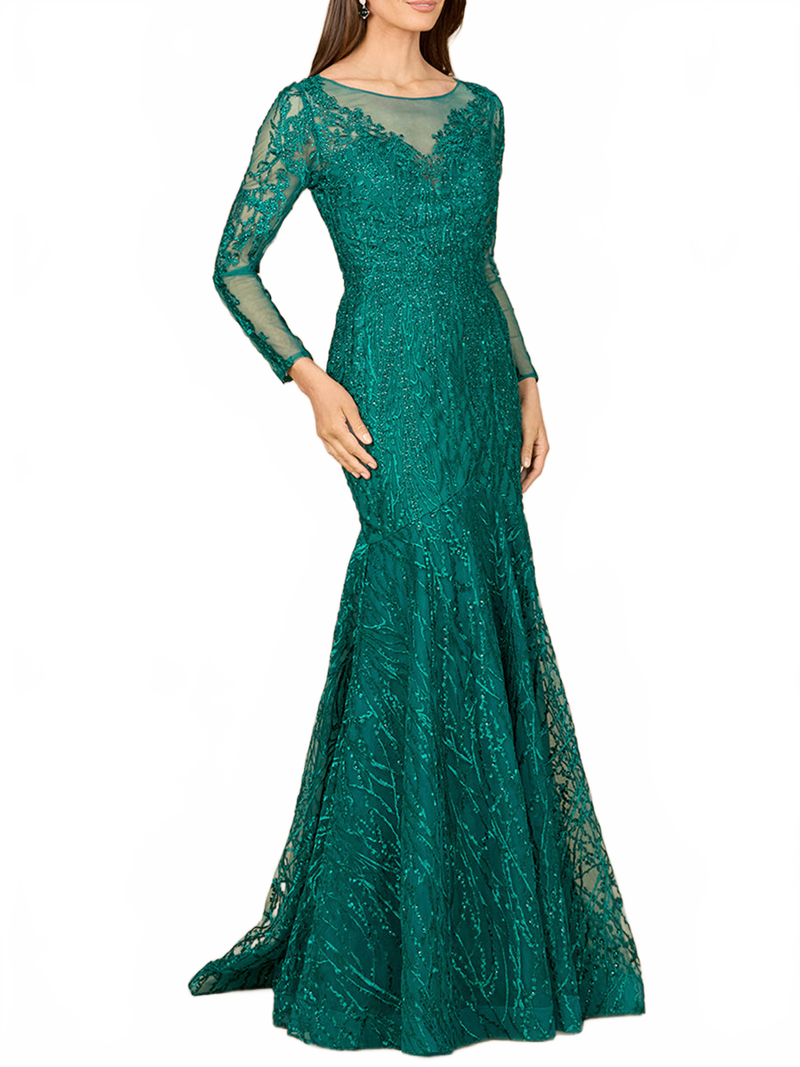 Mermaid, Long Sleeve Lace Gown