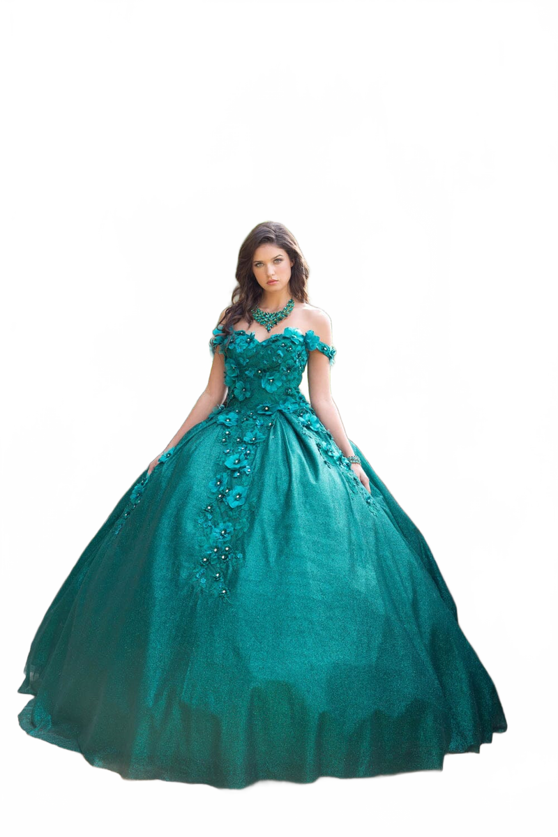 3D Floral Off Shoulder Ball Gown by Bella Princess PQ1002