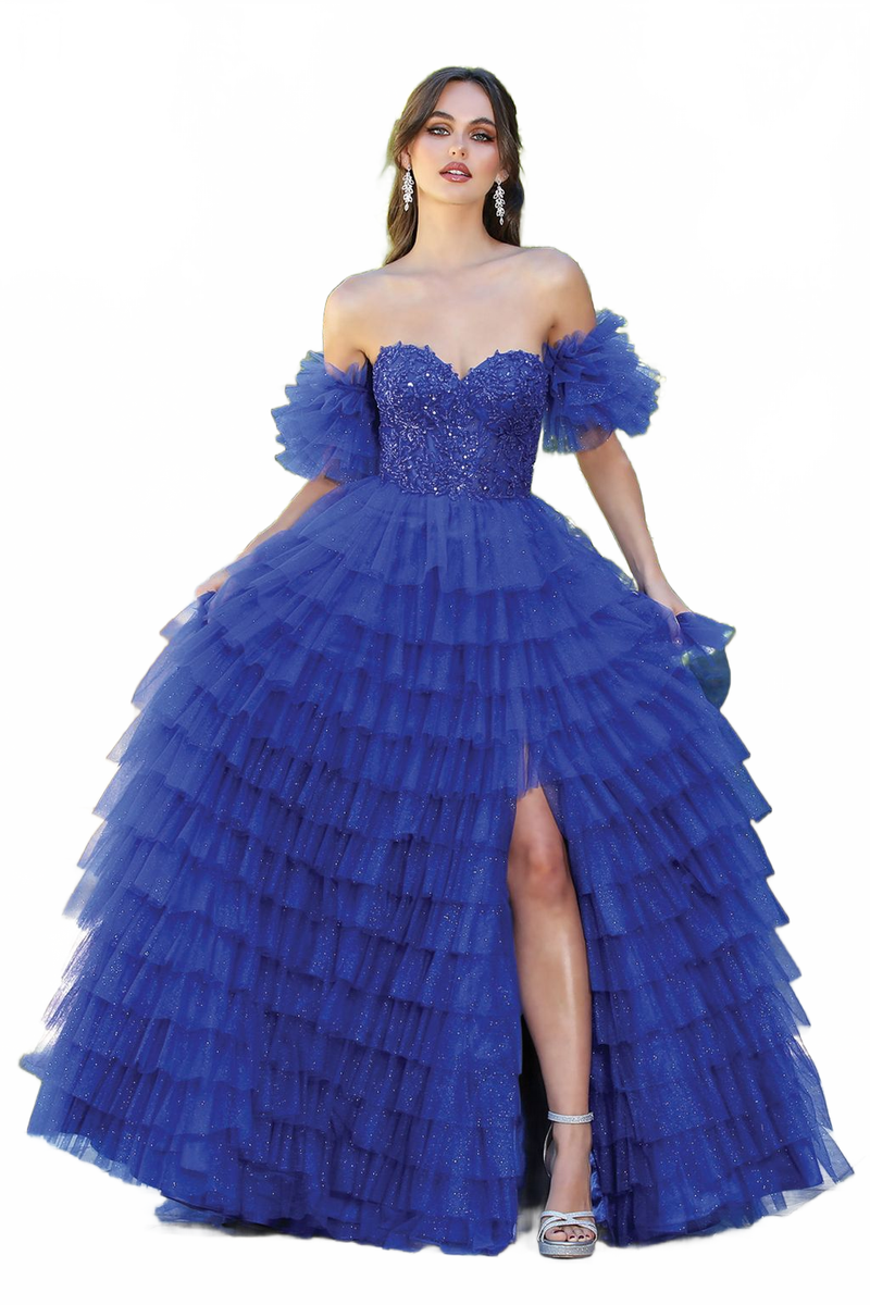 Adora Design 3215 Glitter Tulle A-Line Corset Formal Prom Dress