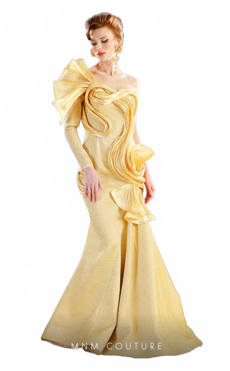 Fouad Sarkis F02863 One-Shoulder Sculptural Gown