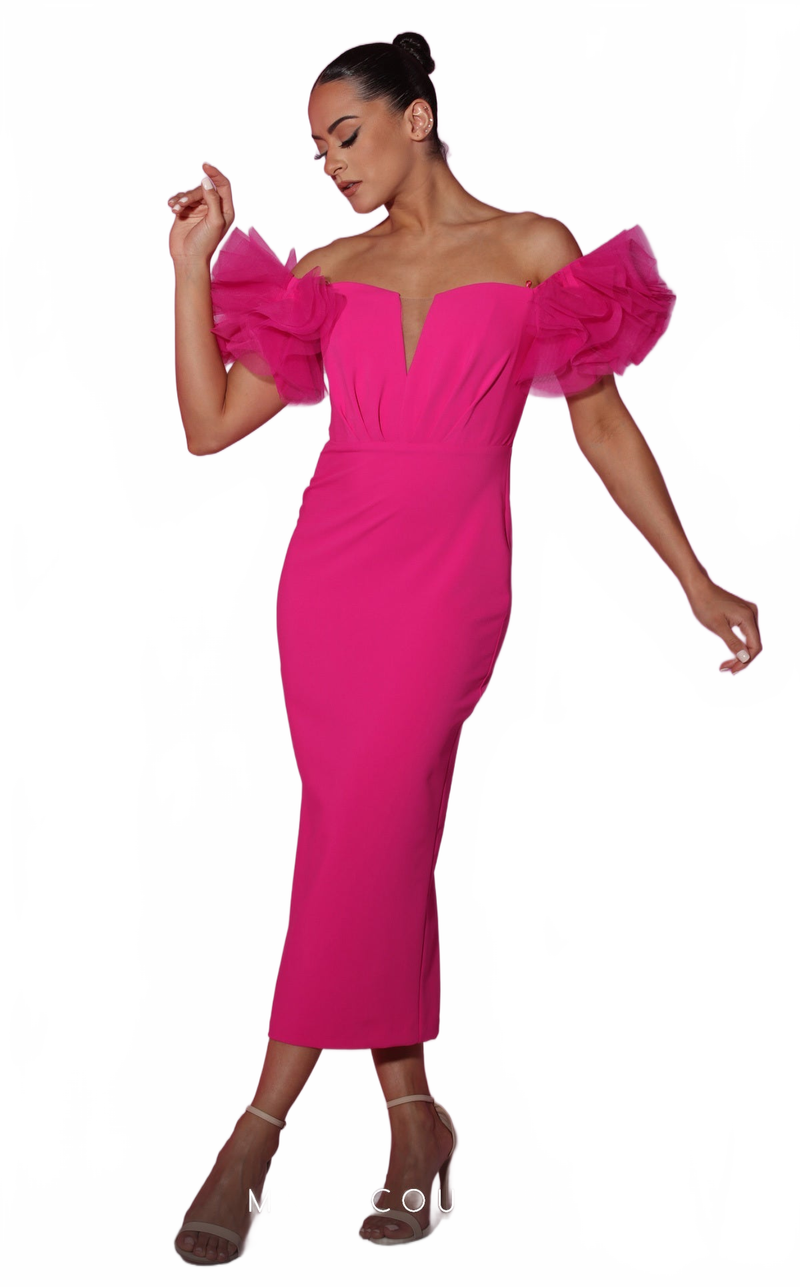 MNM Couture V6708 Burgundy Off-Shoulder Open Back Gown