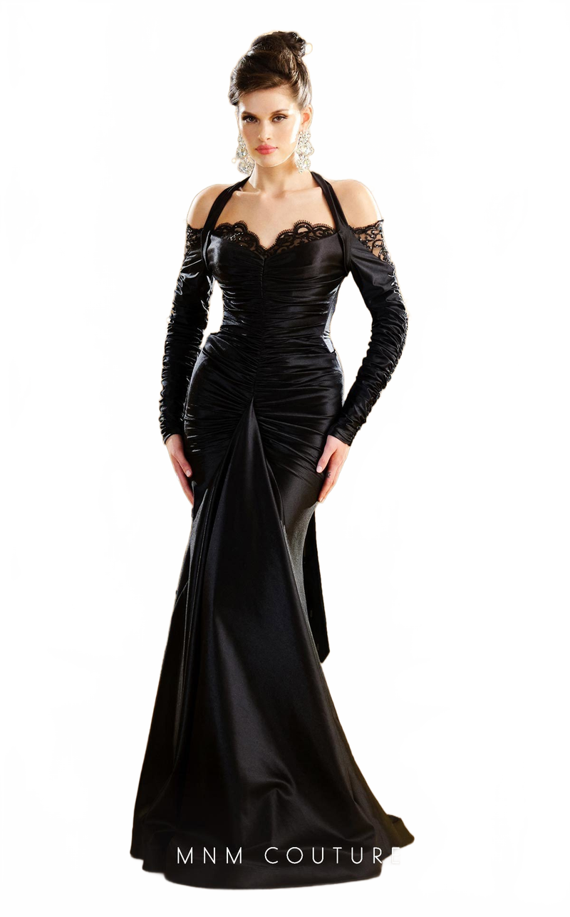 Fouad Sarkis F02870 Cold-Shoulder Ruched Gown