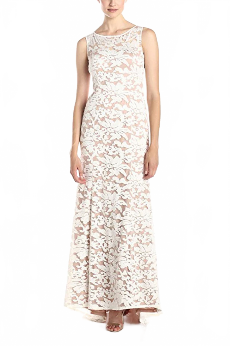 Adrianna Papell Sleeveless Embroidered Mesh Dress