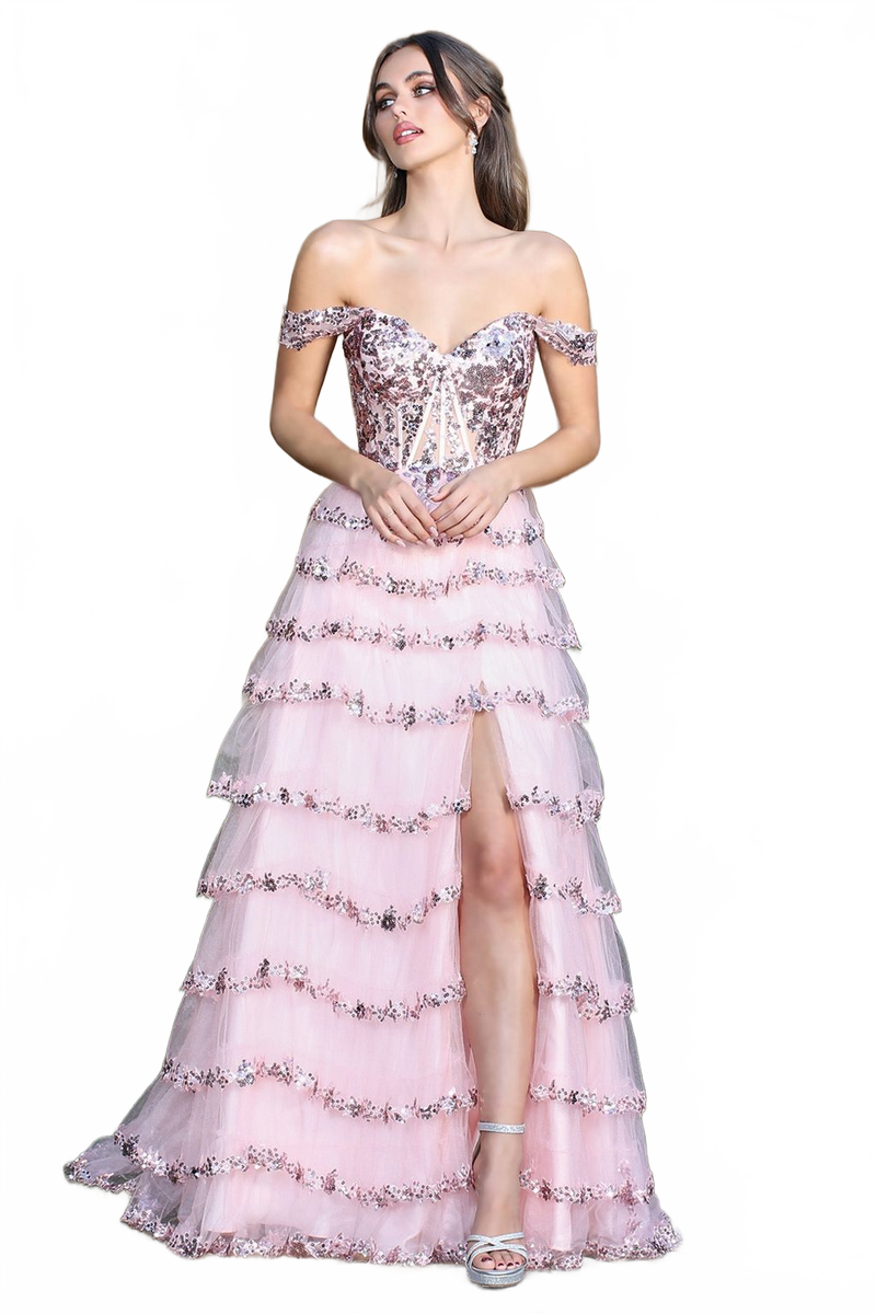 Adora Design 3213 Off Shoulder Sequin A Line Long Formal Prom Dress