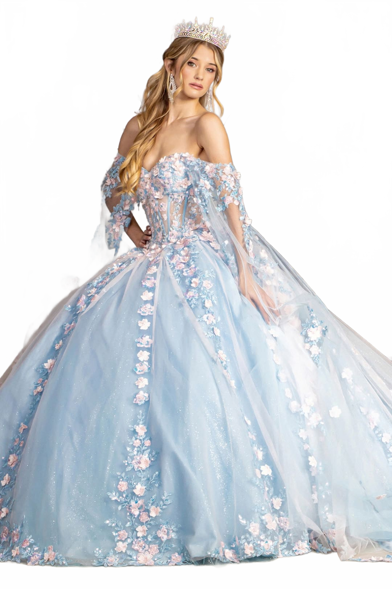 Off Shoulder Cape Sleeve Ball Gown by GLS Gloria GL3468