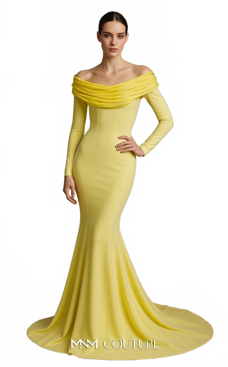Fouad Sarkis Off-Shoulder Mermaid Gown in Fuchsia