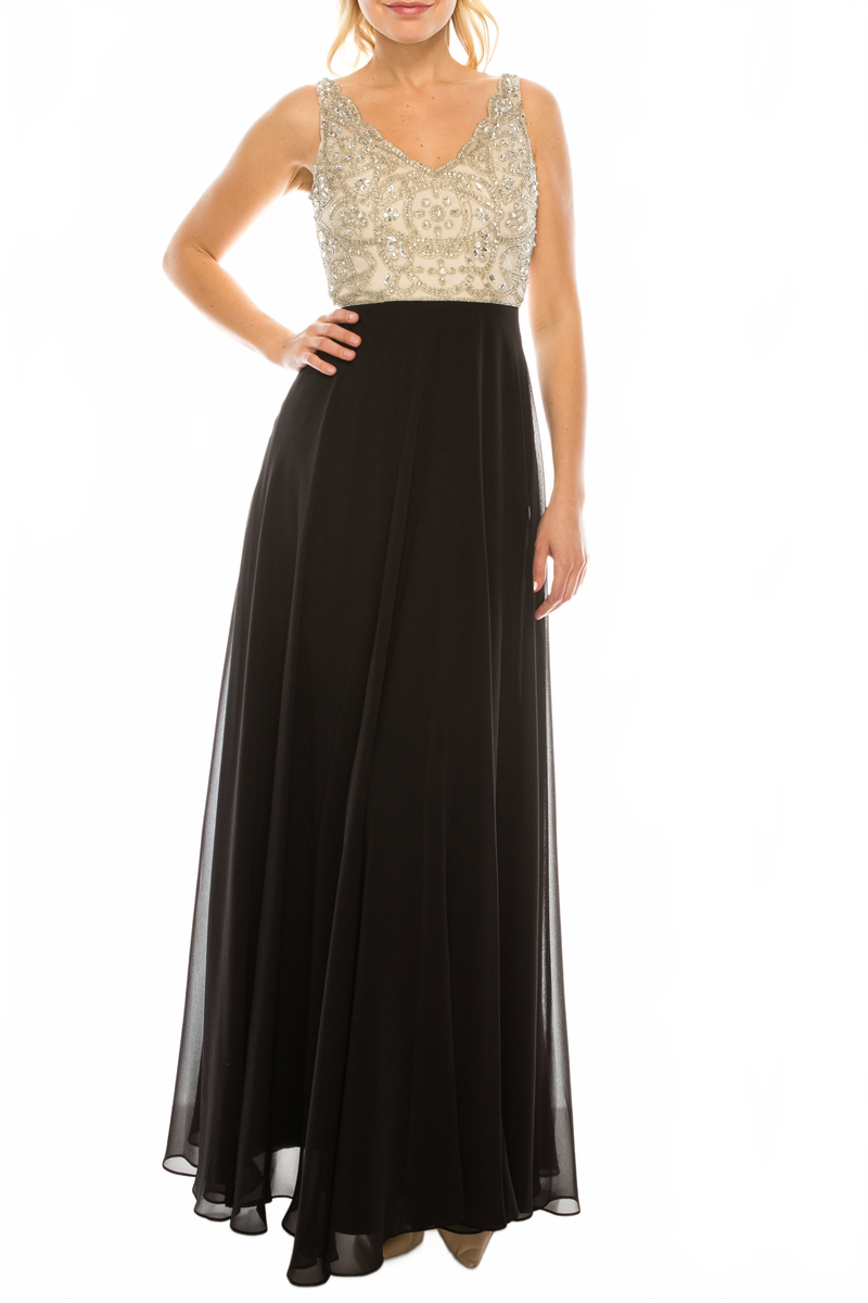 Aidan Mattox MD1E200982 Embellished Sleeveless A-Line Dress with Beaded Detailing