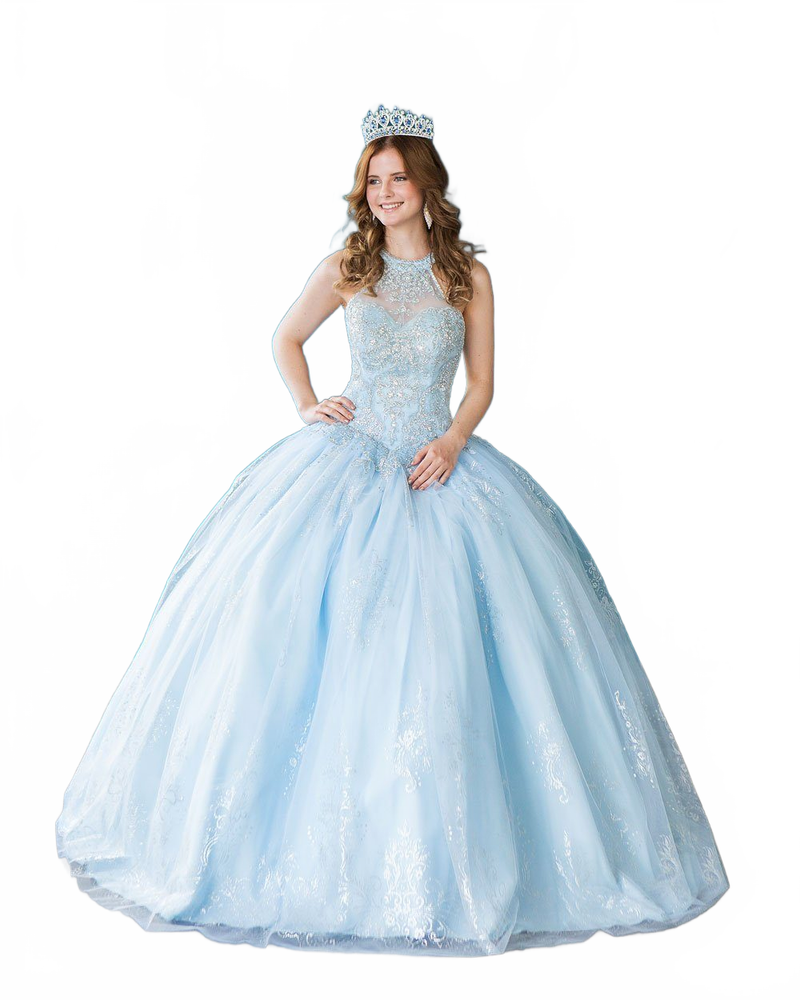 Glitter Print High Neck QuinceaƱera Dress Calla SYL19002