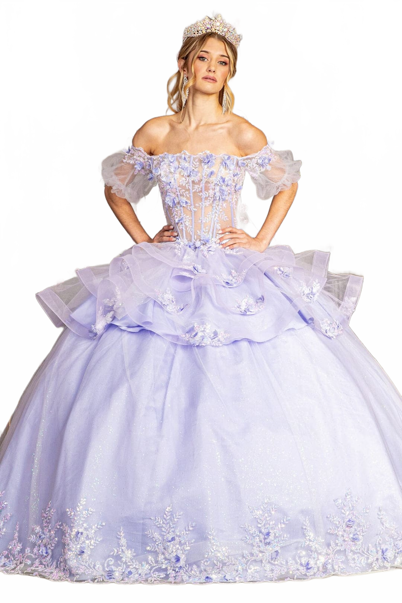 3D Floral Sheer Ball Gown by Elizabeth KGL3180