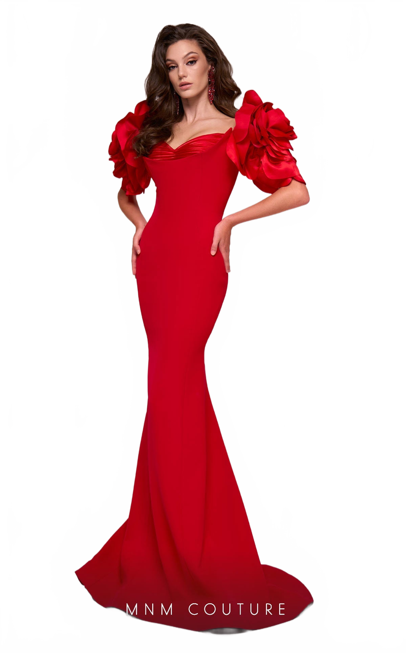 Fouad Sarkis F02886 Floral Sleeve Mermaid Gown
