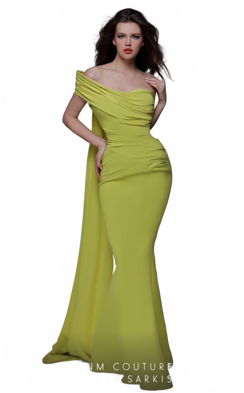 Fouad Sarkis 2718 Off-Shoulder Draped Mermaid Gown
