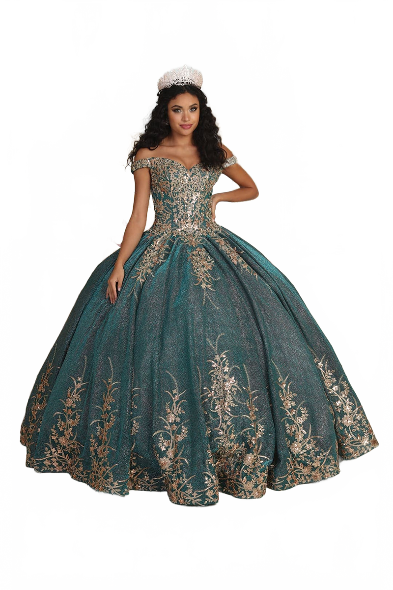 Layla K LK220 Off Shoulder Sparkling Lace Up Quinceanera Ball Gown