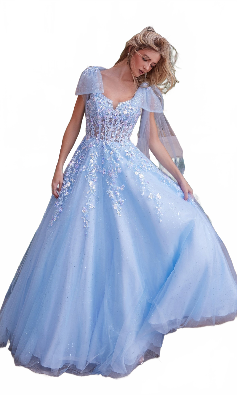 Nox Anabel H1680 Long Prom Dress with Shoulder Bows