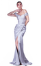 Gaby Charbachy G1310 Silver Satin Corset Gown by MNM Couture