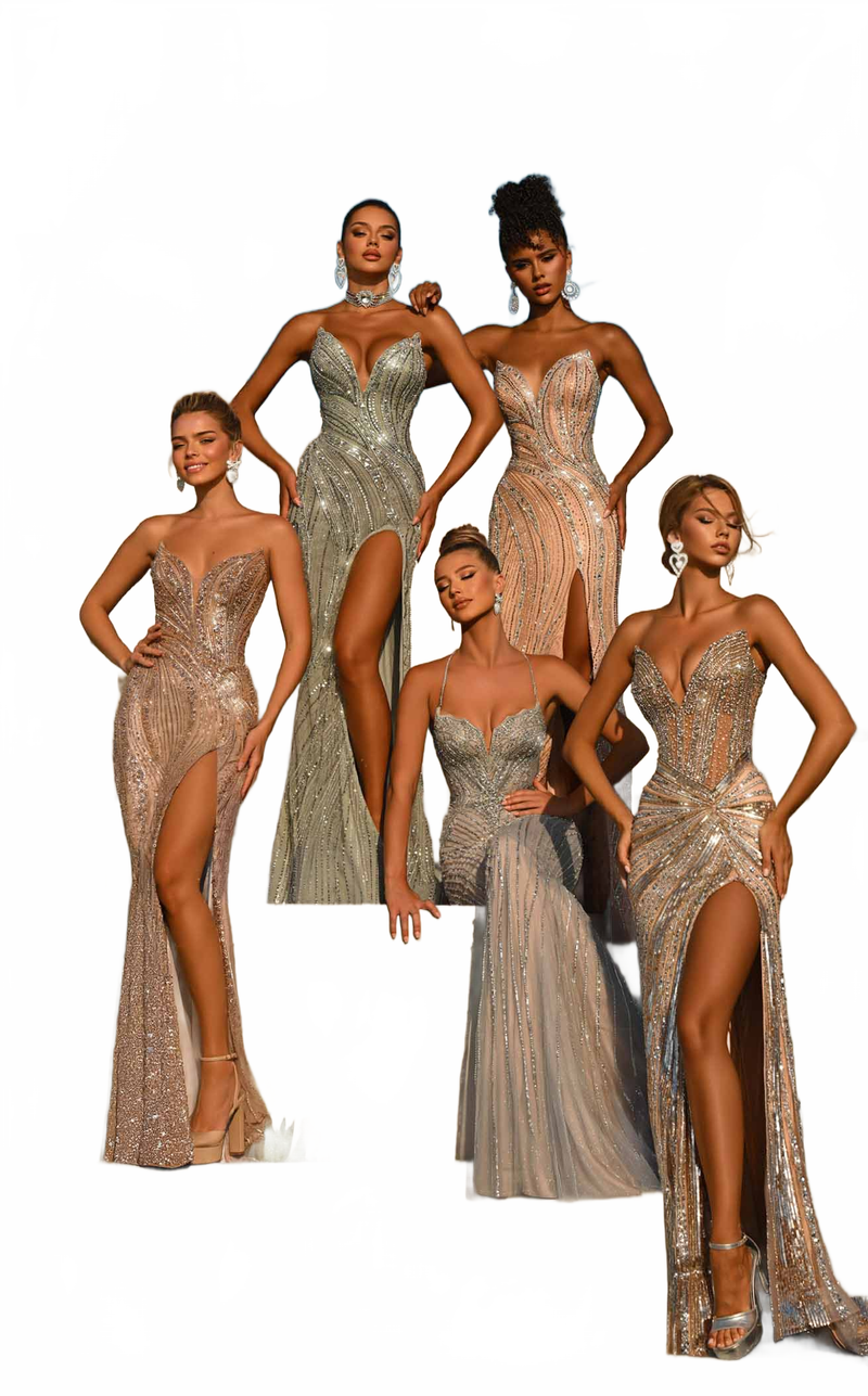 Strapless Sequin Evening Gown with Sweetheart Neckline Beaded Dress by Portia and Scarlett PS26412C