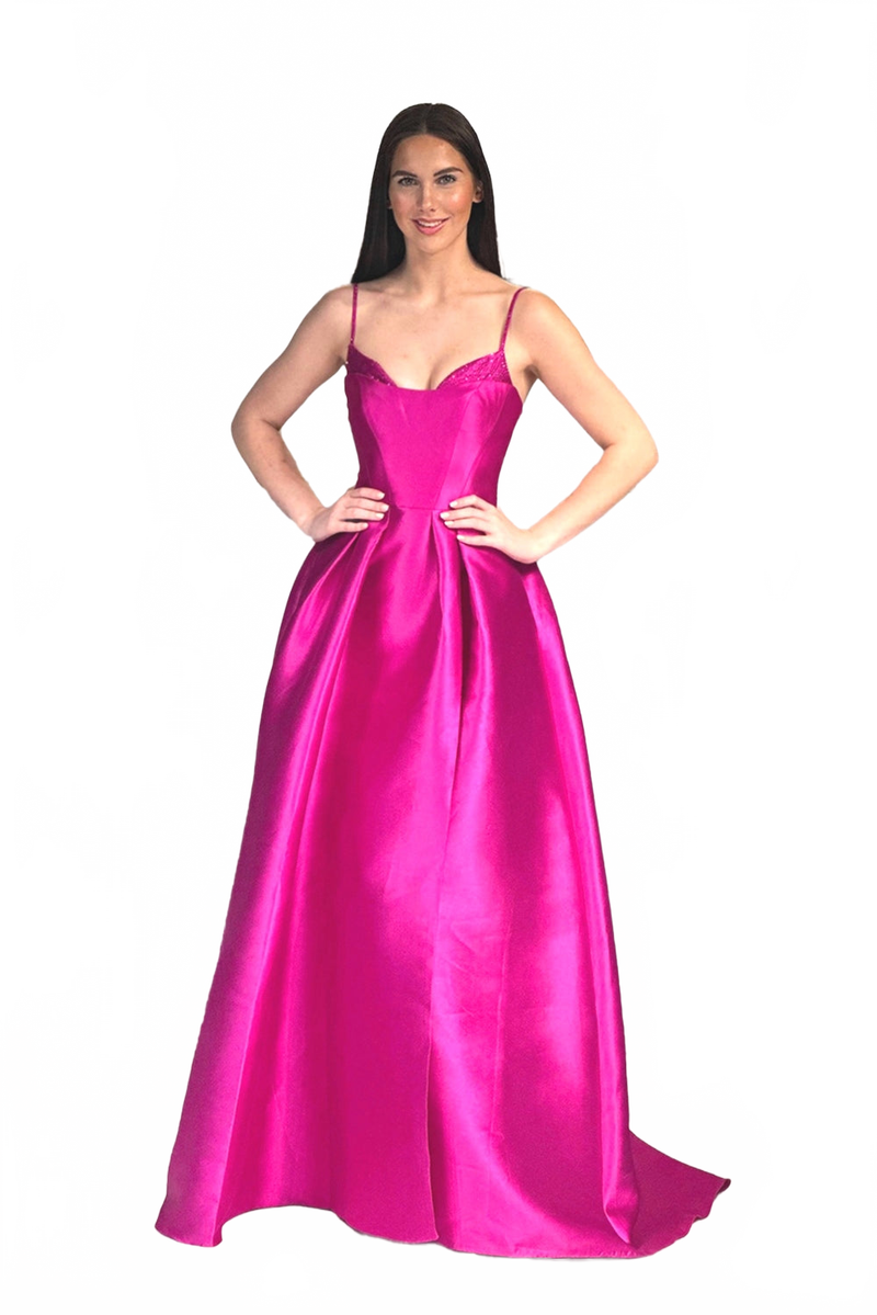 Abby Paris 90267 Taffeta Sleeveless Beaded A-Line Gown