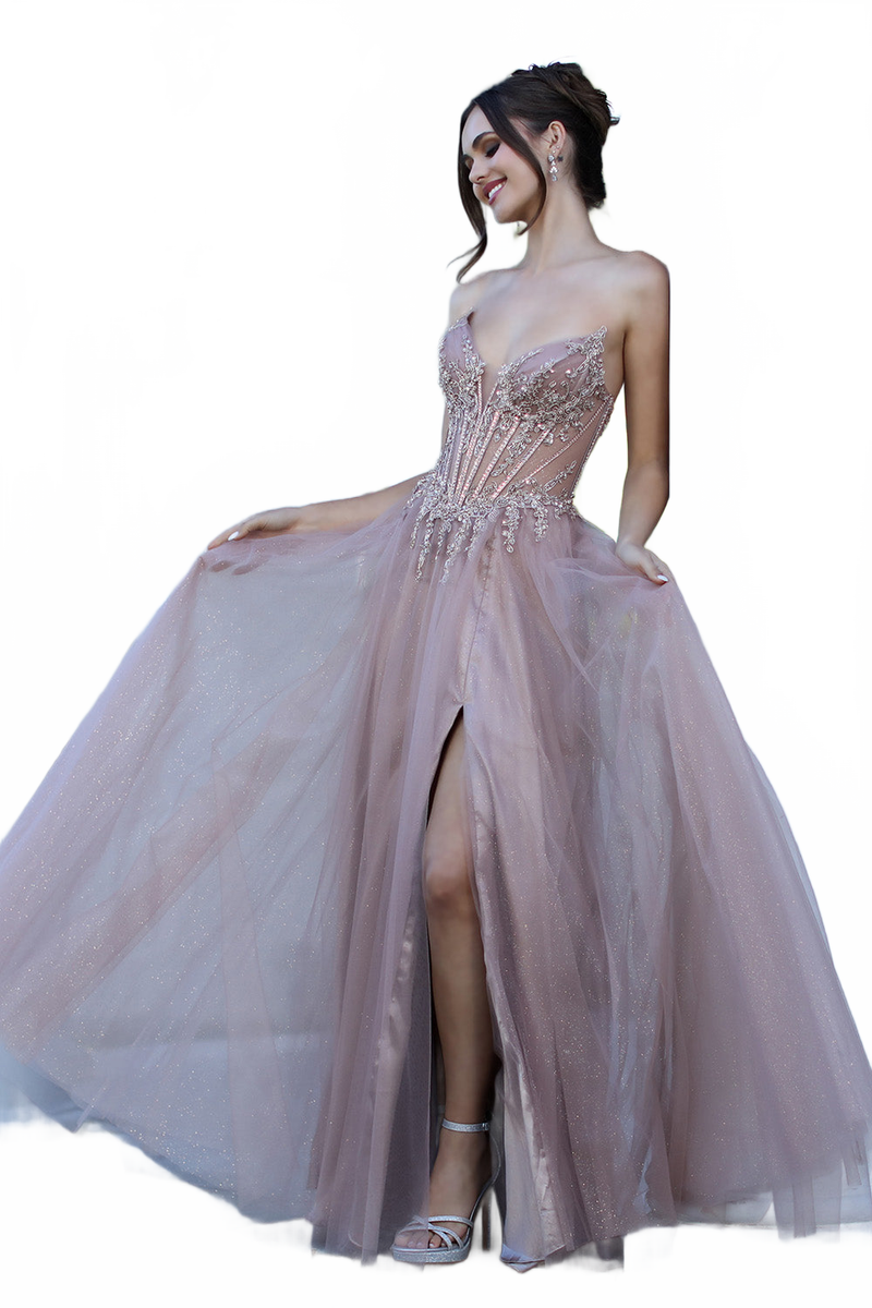 Adora Design 3269 Strapless Beaded A-Line Corset Prom Dress