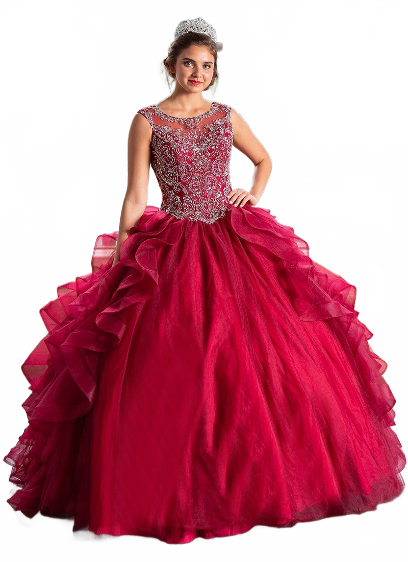 Layered Sleeveless Illusion Quinceanera Dress by Calla KY79288