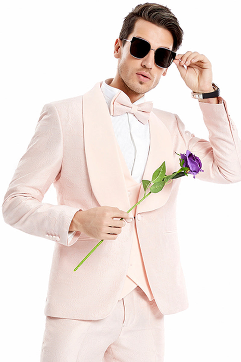 Mens Paisley Shawl Prom Tuxedo in Pink