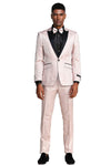 "Paisley Wedding Tuxedo - Men's Slim Fit One Button in Blush Pink"