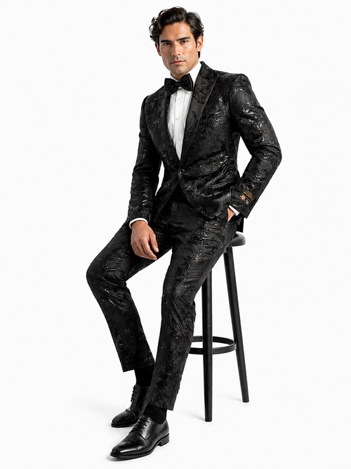Paisley Suit - Paisley Tuxedo - Floral Suit - Flower Suit - Black