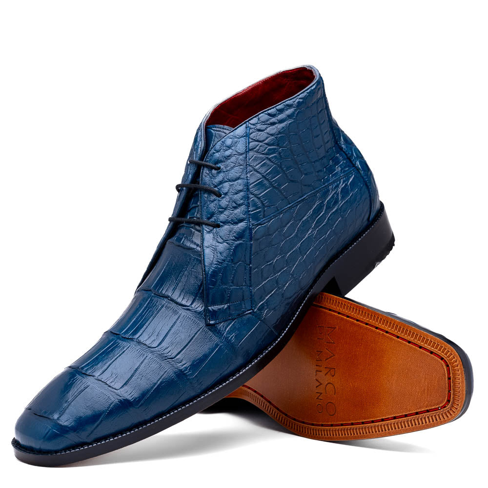 Marco Di Milano Pietro Alligator Blue Chukka Boots
