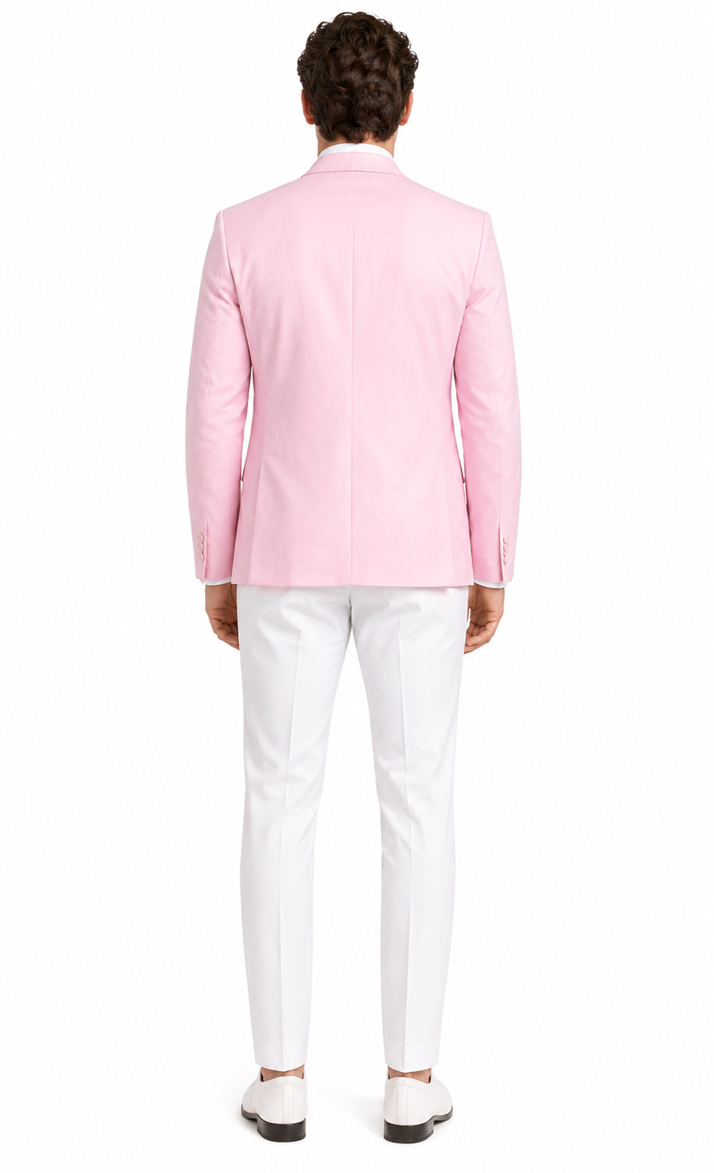 Pink and White Suit With White Pants - Plus Free Matching Bowtie