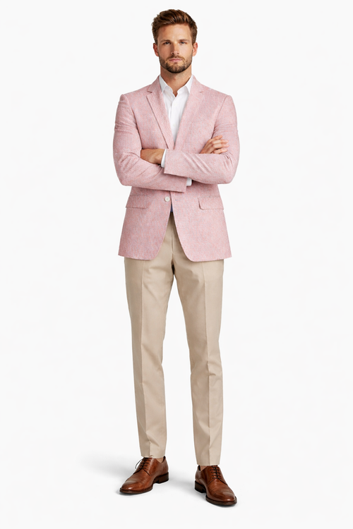 Pinstripe Blazer for Men - Bold Pinstripe Sport Jacket Perfect for Casual or Dressy in Brick