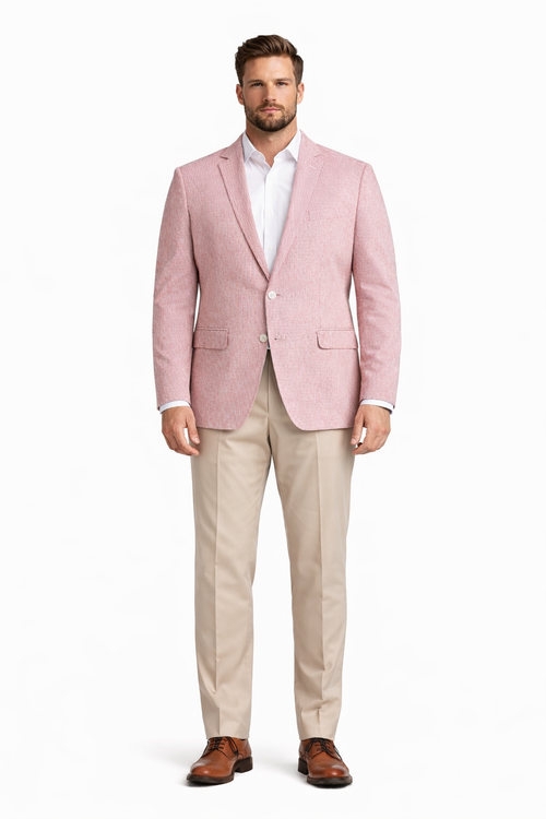 Pinstripe Blazer for Men - Bold Pinstripe Sport Jacket Perfect for Casual or Dressy in Brick