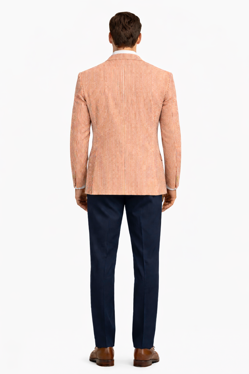 Pinstripe Blazer for Men - Bold Pinstripe Sport Jacket Perfect for Casual or Dressy in Orange
