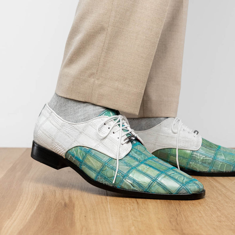 Marco Di Milano Pissa Turquoise & White Leather Loafers