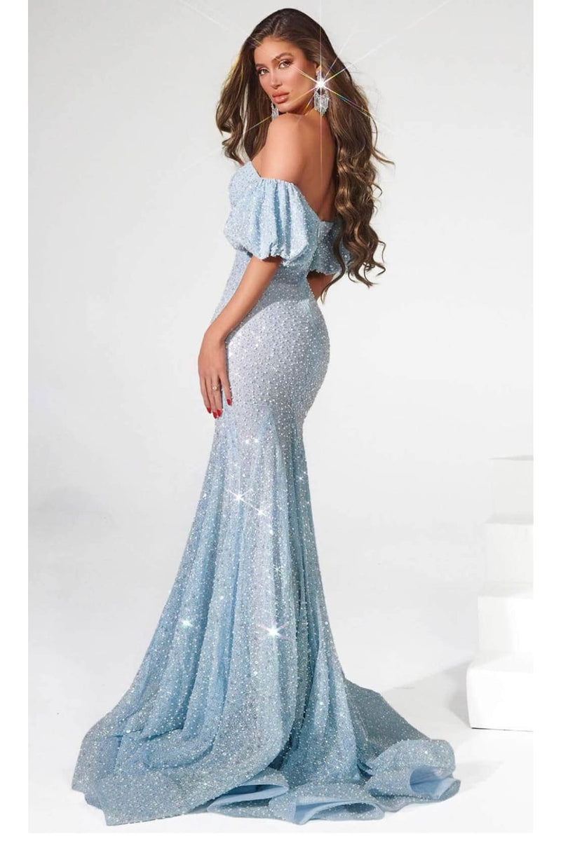 Portia and Scarlett PS23080 -long- Puff Sleeve Sweetheart Evening Gown