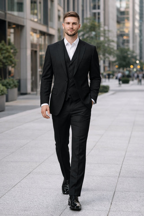 Porto Slim Fit, Pure Wool Suit & Vest by Tiglio Luxe TIG1036