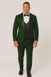 Dark Green Tuxedo - Men's Modern Fit Wedding & Prom Shawl Matching Hunter Green Tuxedo