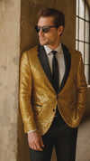 Mens Sequin  Suit Gold Tuxedo - Party Suits - Stage Suit