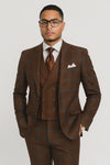 Statement ITALY Suit - Super 150's Wool Suit Statement Men's 3 Piece 100% Wool Fashion Suit - Classic Plaid Pattern