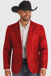 Mens Notch Lapel Paisley Blazer Red