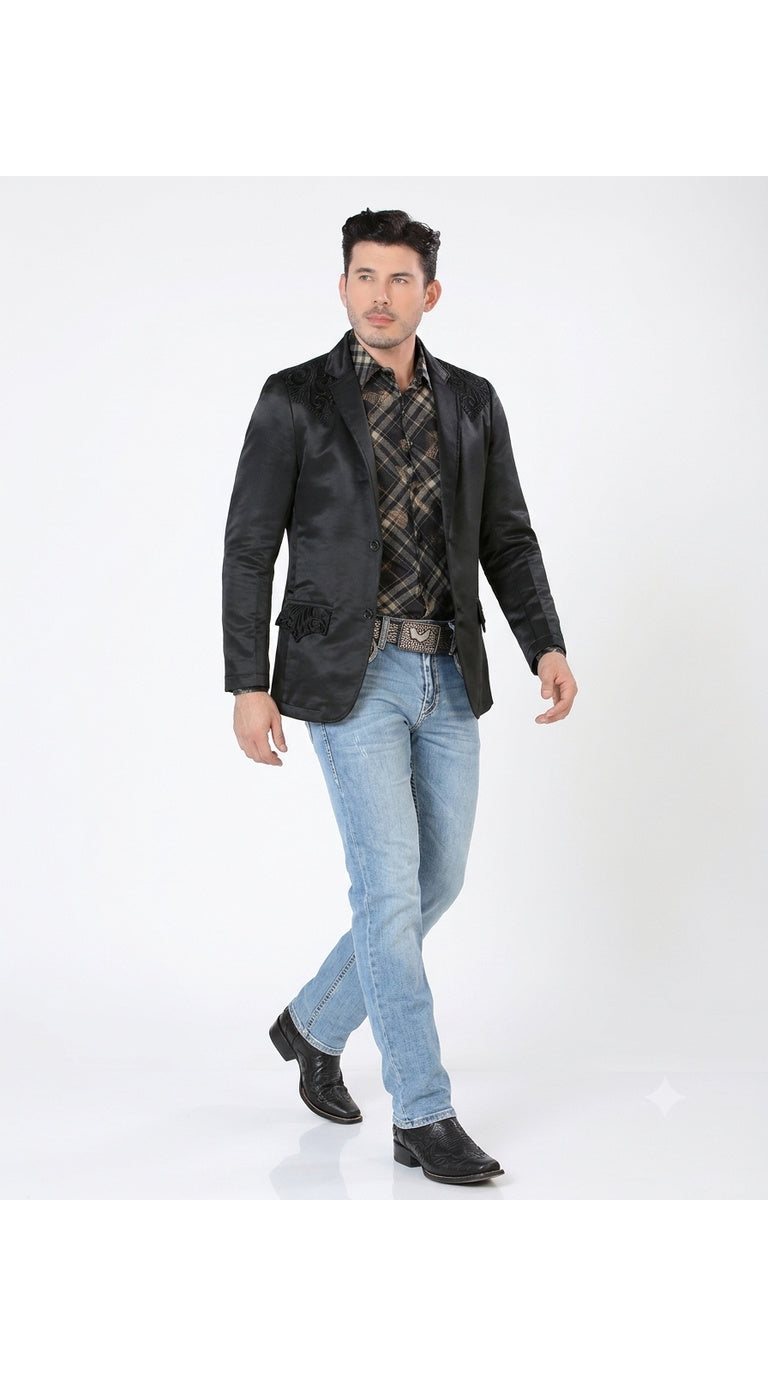 Montero Men's Embroidered Western Blazer – Slim Fit (ID 2178)