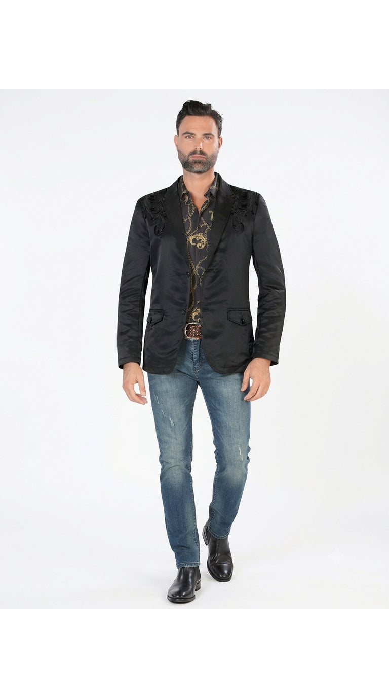 Montero Men's Embroidered Western Blazer – Slim Fit (ID 2173)