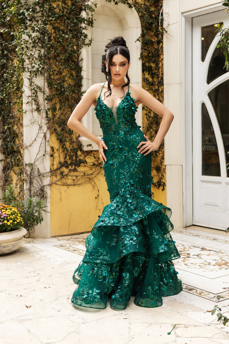 Prom Dress Plunging V-Neck Beaded Formal Gown By Royal Queen RQ8148
