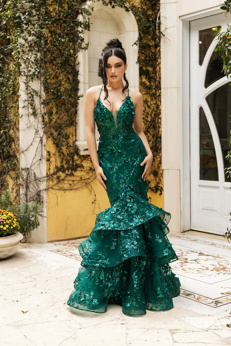 Prom Dress Plunging V-Neck Beaded Formal Gown By Royal Queen RQ8148